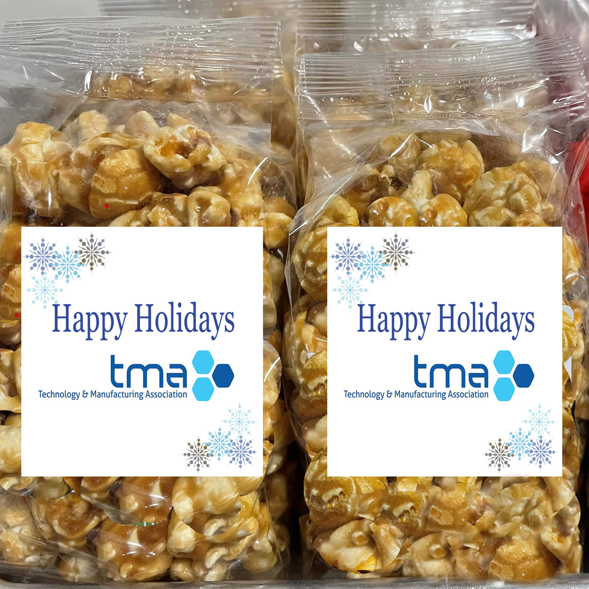 Custom Branded Gourmet Caramel Corn Happy by chocolate